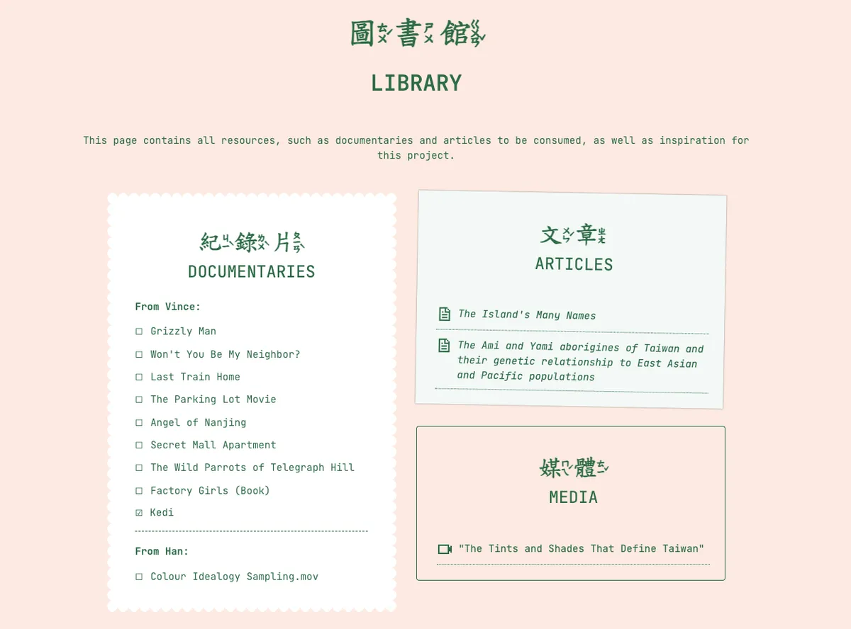 The library page, where lists are organized neatly and all have a different design.