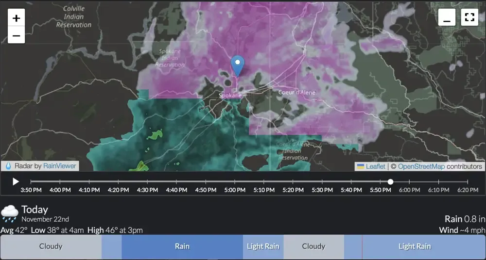 Tonight's doppler radar is confused and showing snow instead of rain.