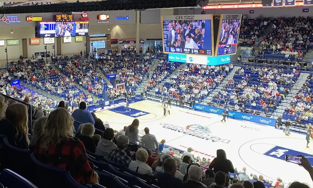 View of the court from Row 32 Section 103 in the McCarthey Athletic Center.