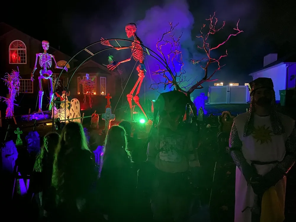 The Halloween House in the background.
