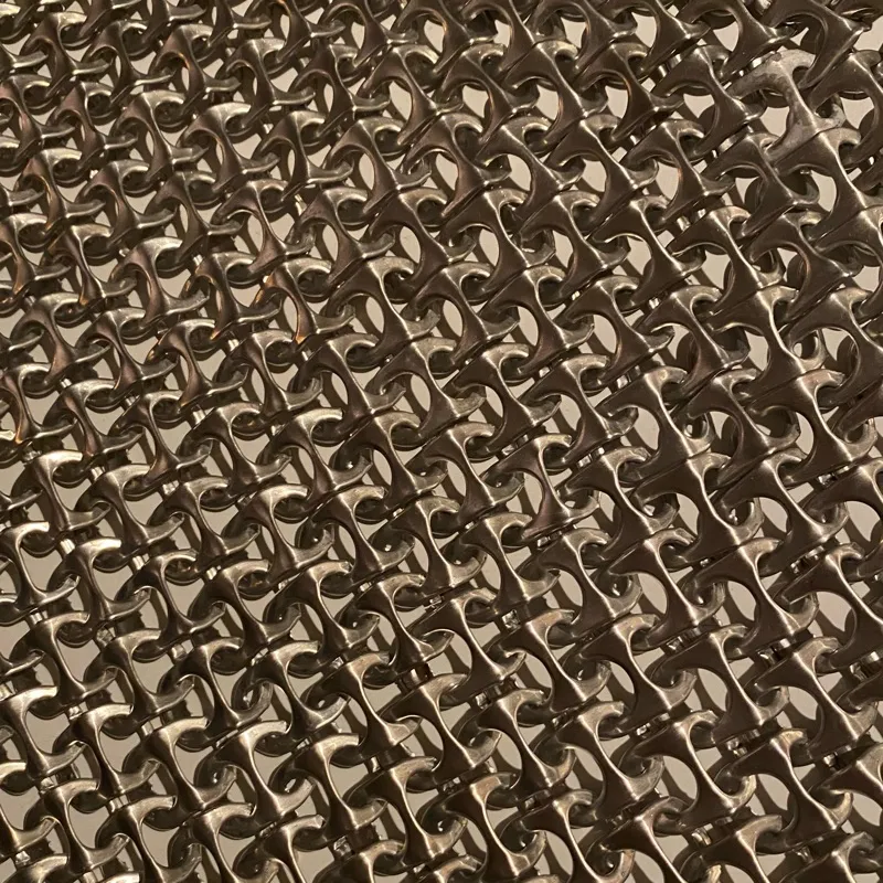 Close up of a small section of the aluminum can tab chainmail.