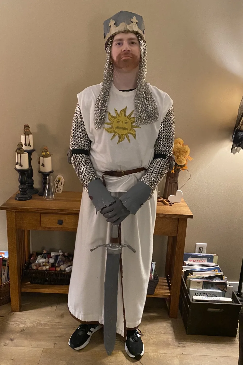 Houston as King Arthur from Monty Python and the Holy Grail.