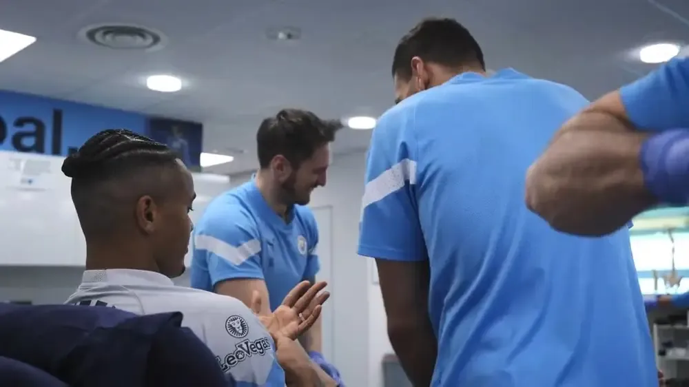 Akanji gets some treatment on the training table.
