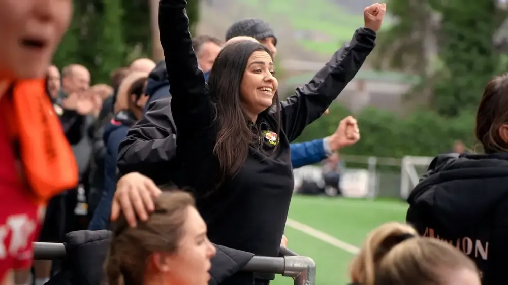Gemma Owen cheers on the Wrexham women.
