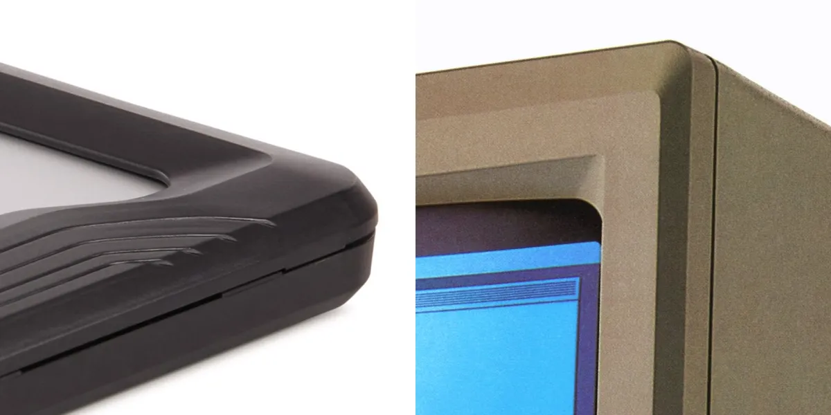 comparison of chamfers between the Thule Vectros case and the 1984 Macintosh 128K