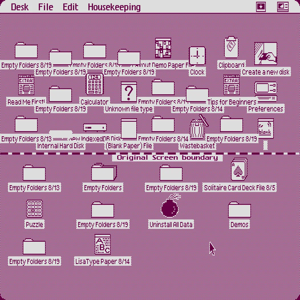 Diagram showing how LisaGUI positions icons on the desktop.