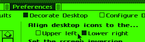 Screenshot of the toggle used to change LisaGUI's desktop icons positioning scheme.