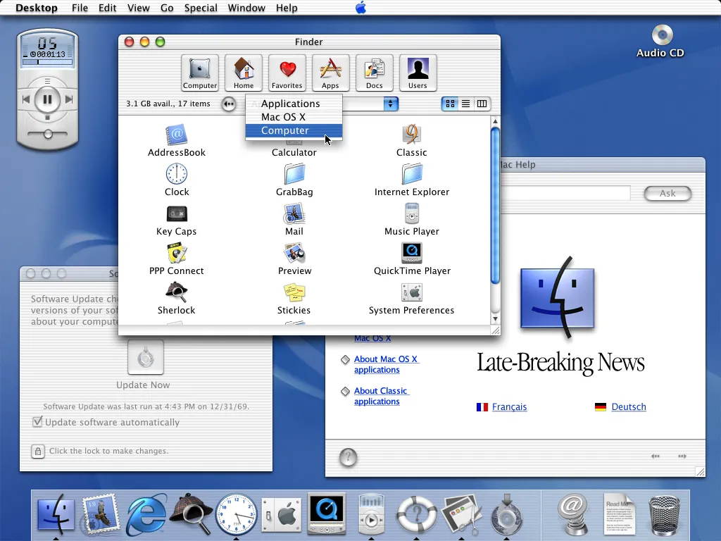 A screenshot of the Mac OS X Public Beta