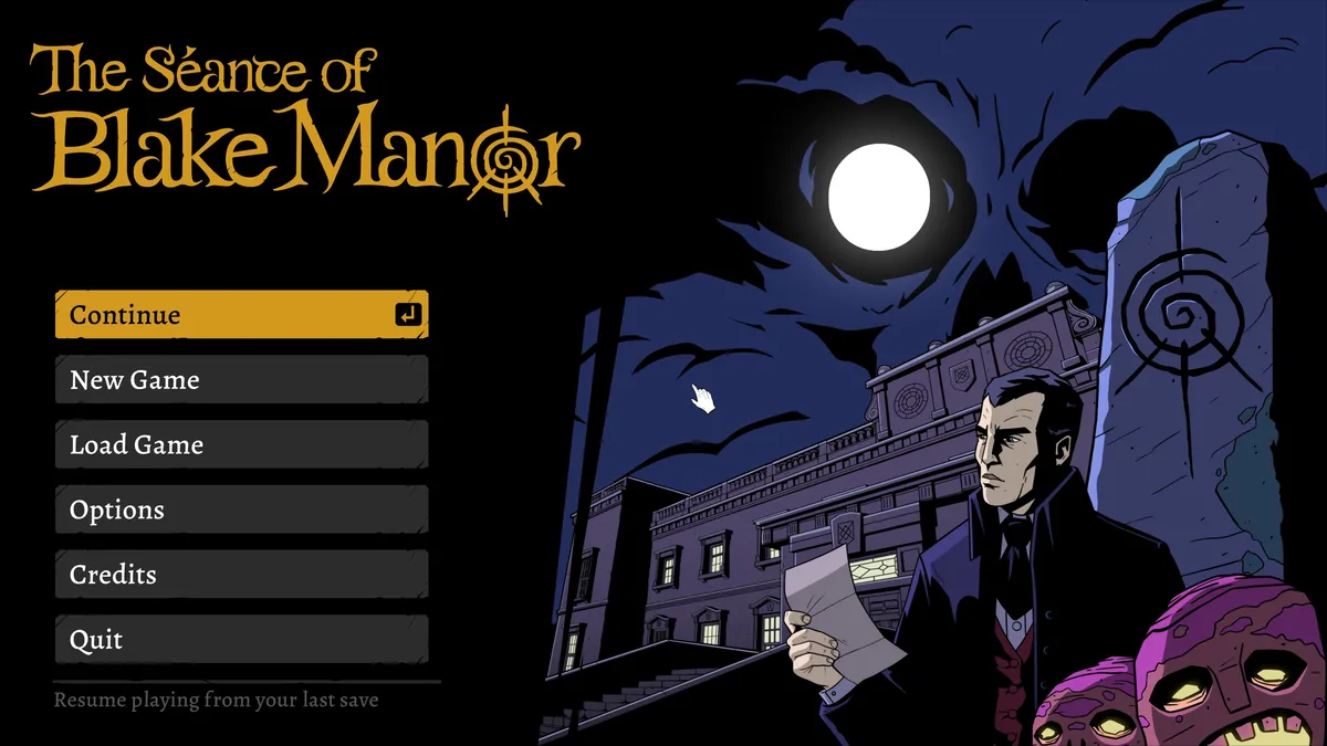 The title screen from The Séance of Blake Manor