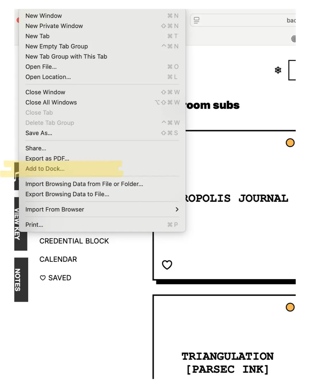 Safari Quick Access Step 1