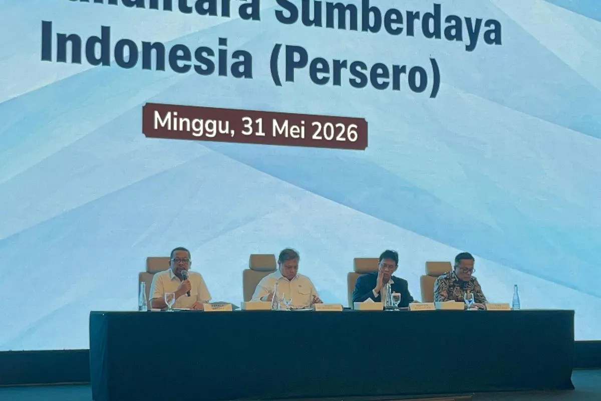 Konferensi pers pemerintah tentang operasionalisasi PT Danantara Sumber Daya Indonesia di Wisma Danantara Jakarta pada 31 Mei 2026.