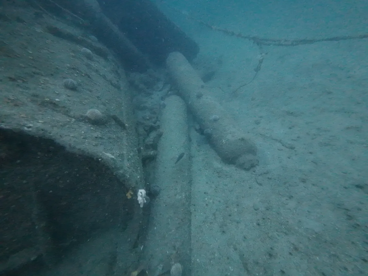 Wreckage and air tank