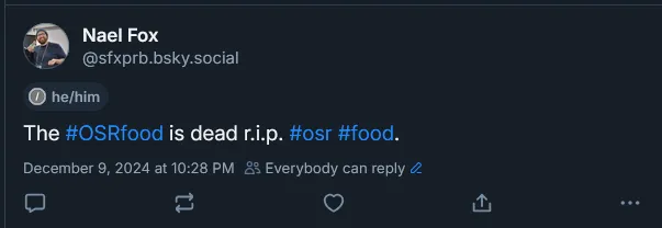 OSR Food is dead