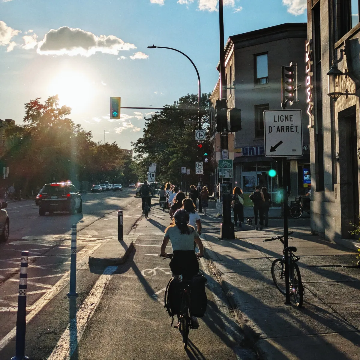 bikes riding towards sundown