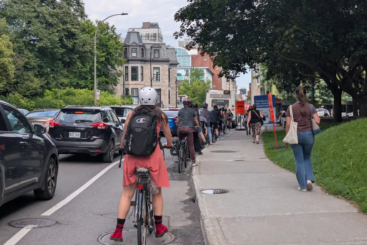 procession of bikes waiting