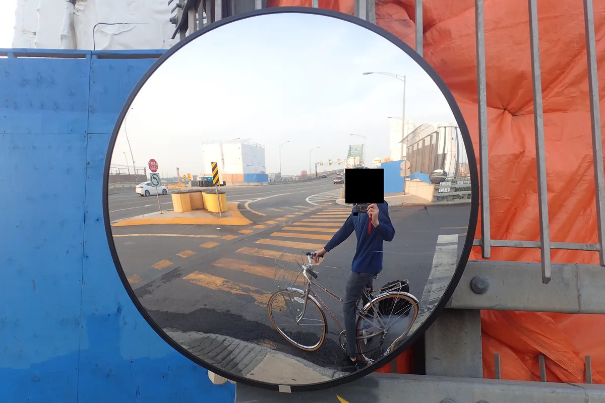 selfie on bridge blindspot mirror