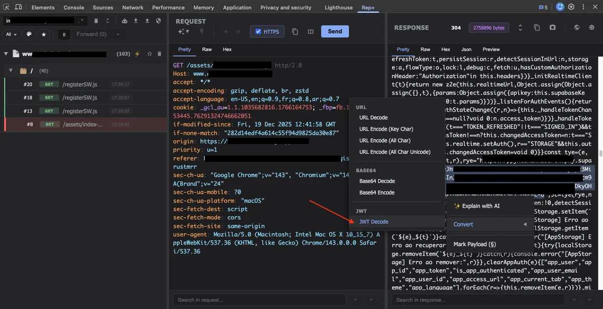 JWT highlighted in rep+