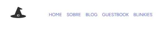 Print mostrando um chapeuzinho de bruxa ao invés do título de blog, ao lado aparece o menu do blog