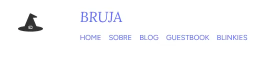 Print mostrando um chapeuzinho de bruxa como logo, ao lado aparece o título do blog e o menu