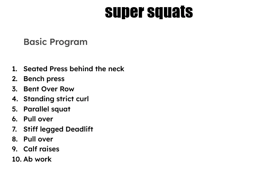 Supeer Squats outline