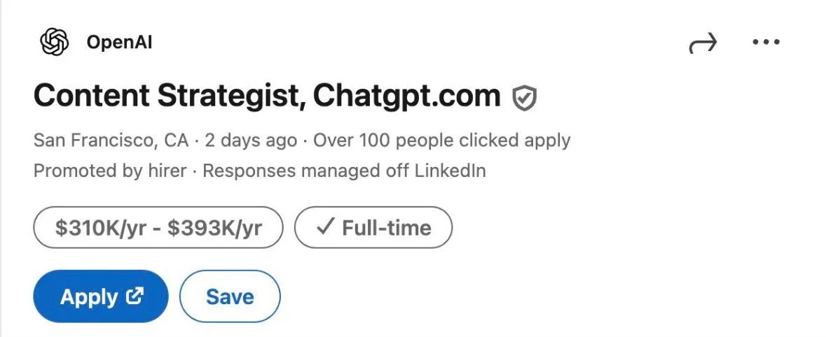 chatgpt hiring for content writer