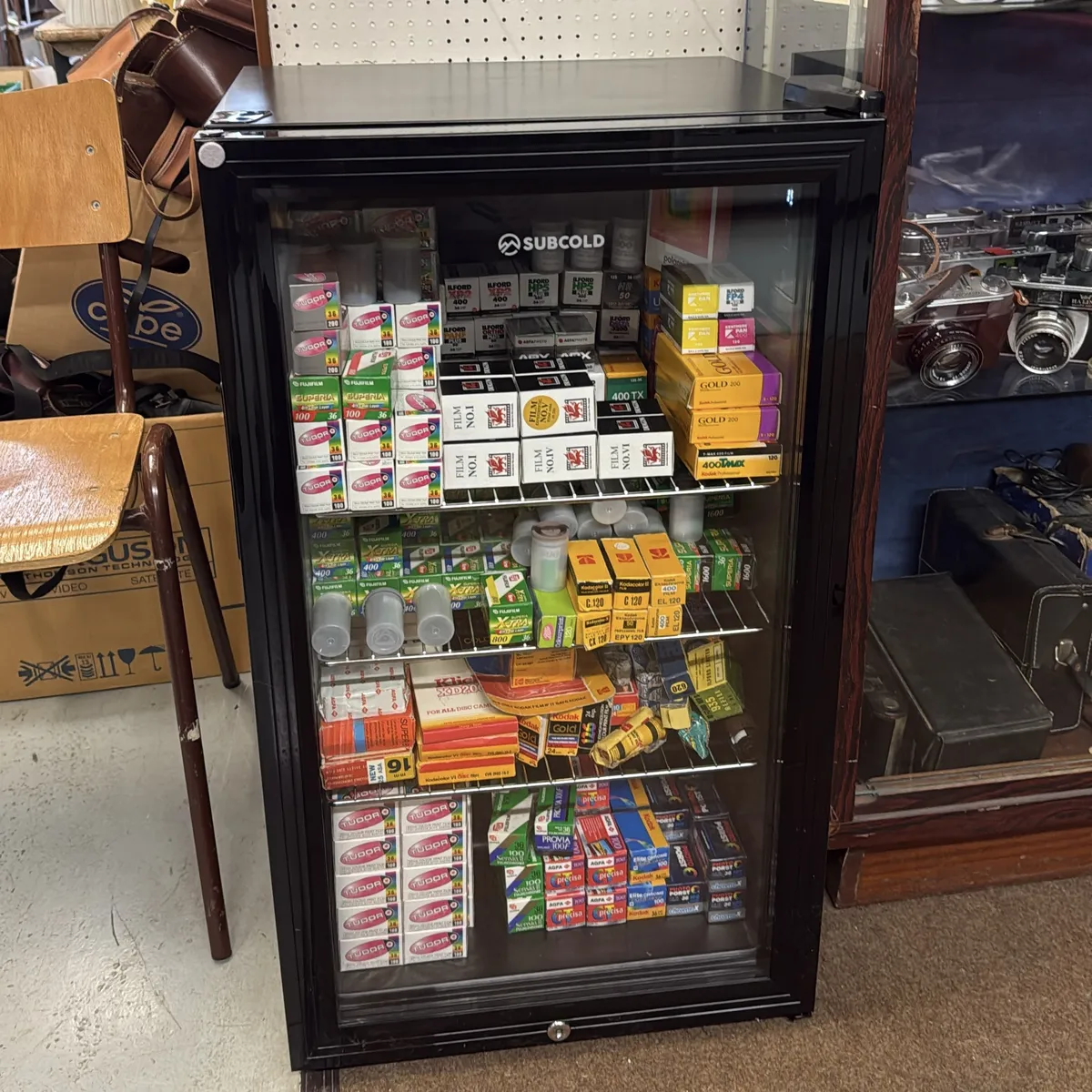 A stocked film fridge