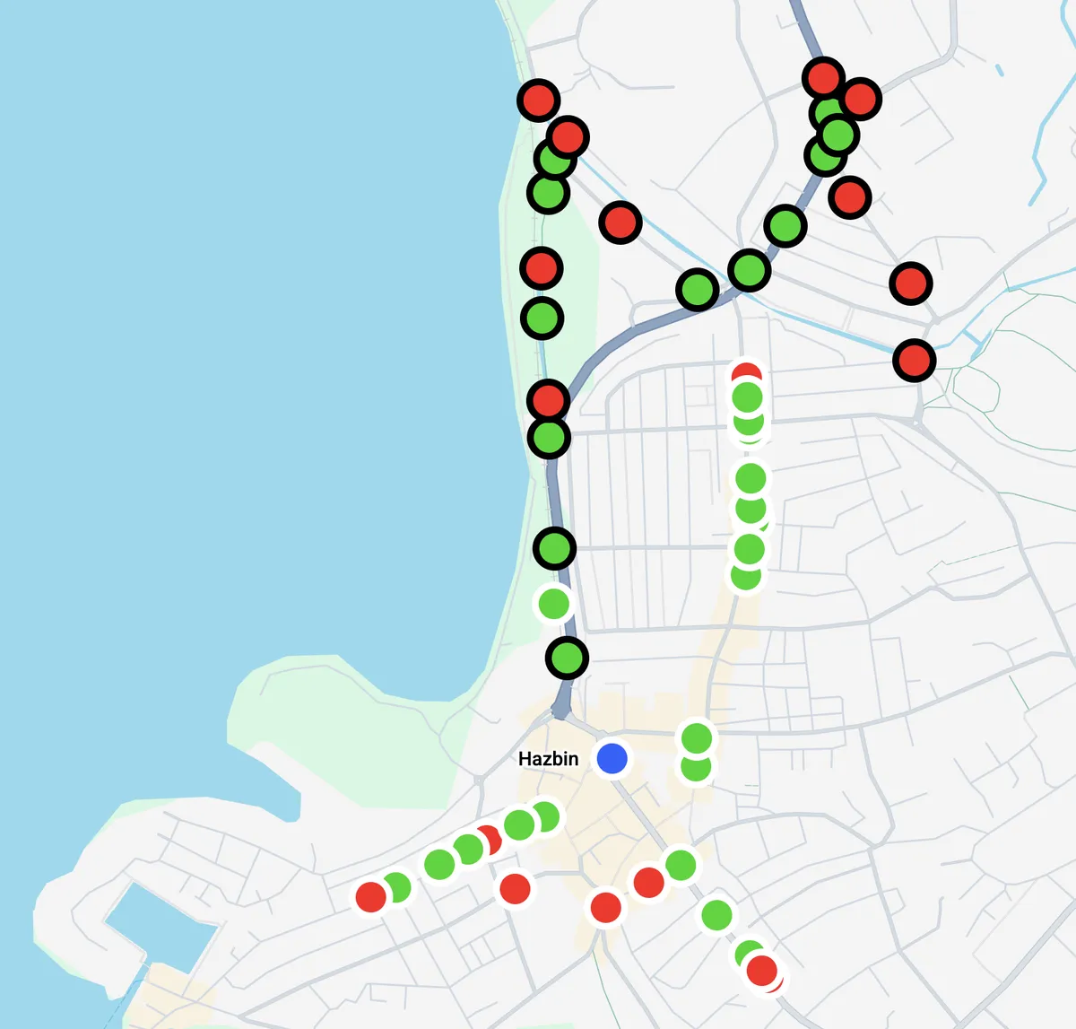 A map of Exmouth with radio coverage