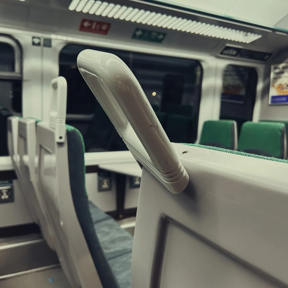 A broken handhold on a train