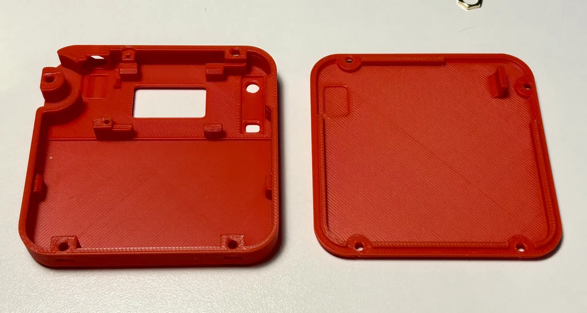 A red, empty Heltec v3 case