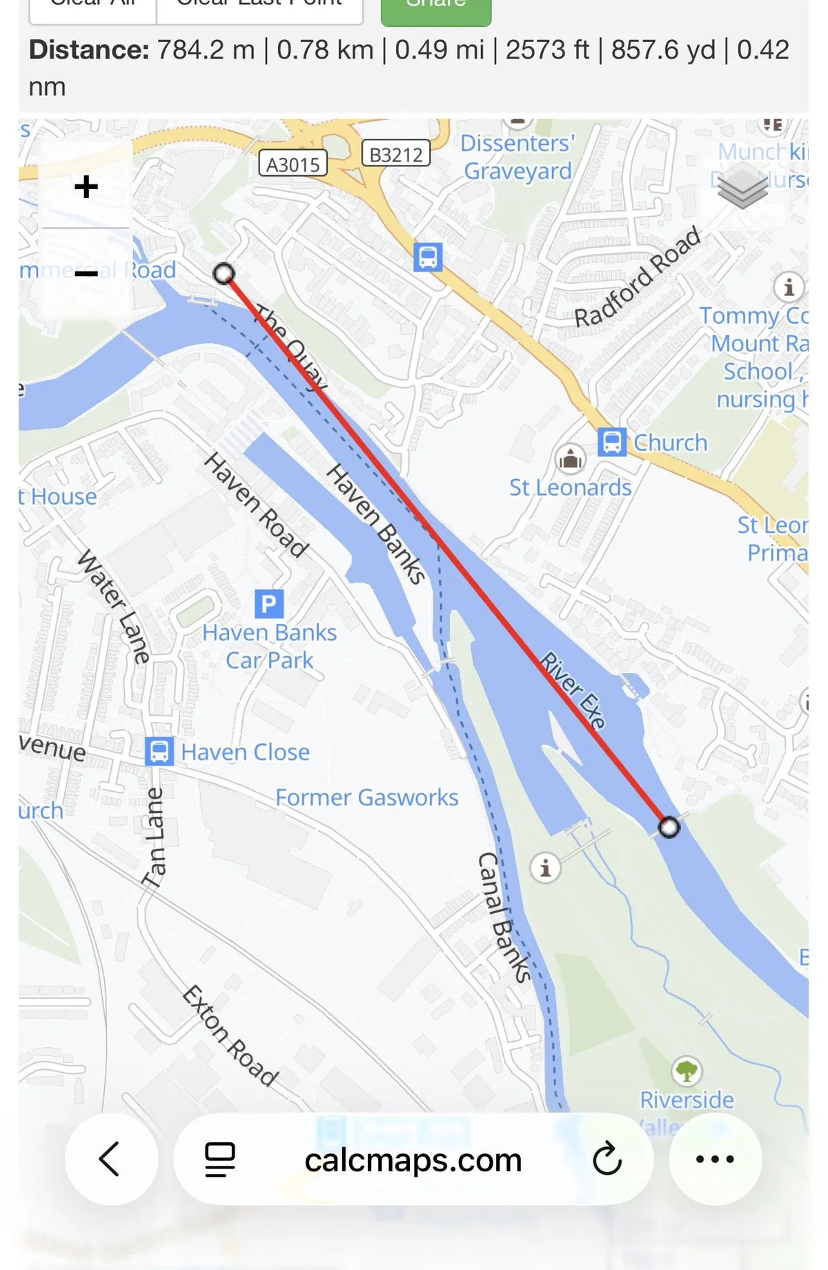Radio range across Exeter quayside