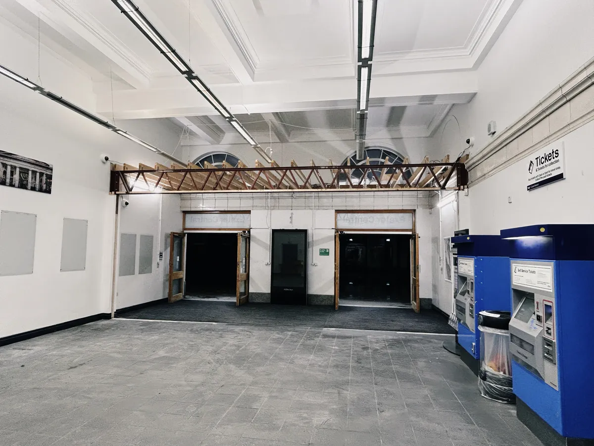 The ceiling trellis in Exeter Central where doors used to be