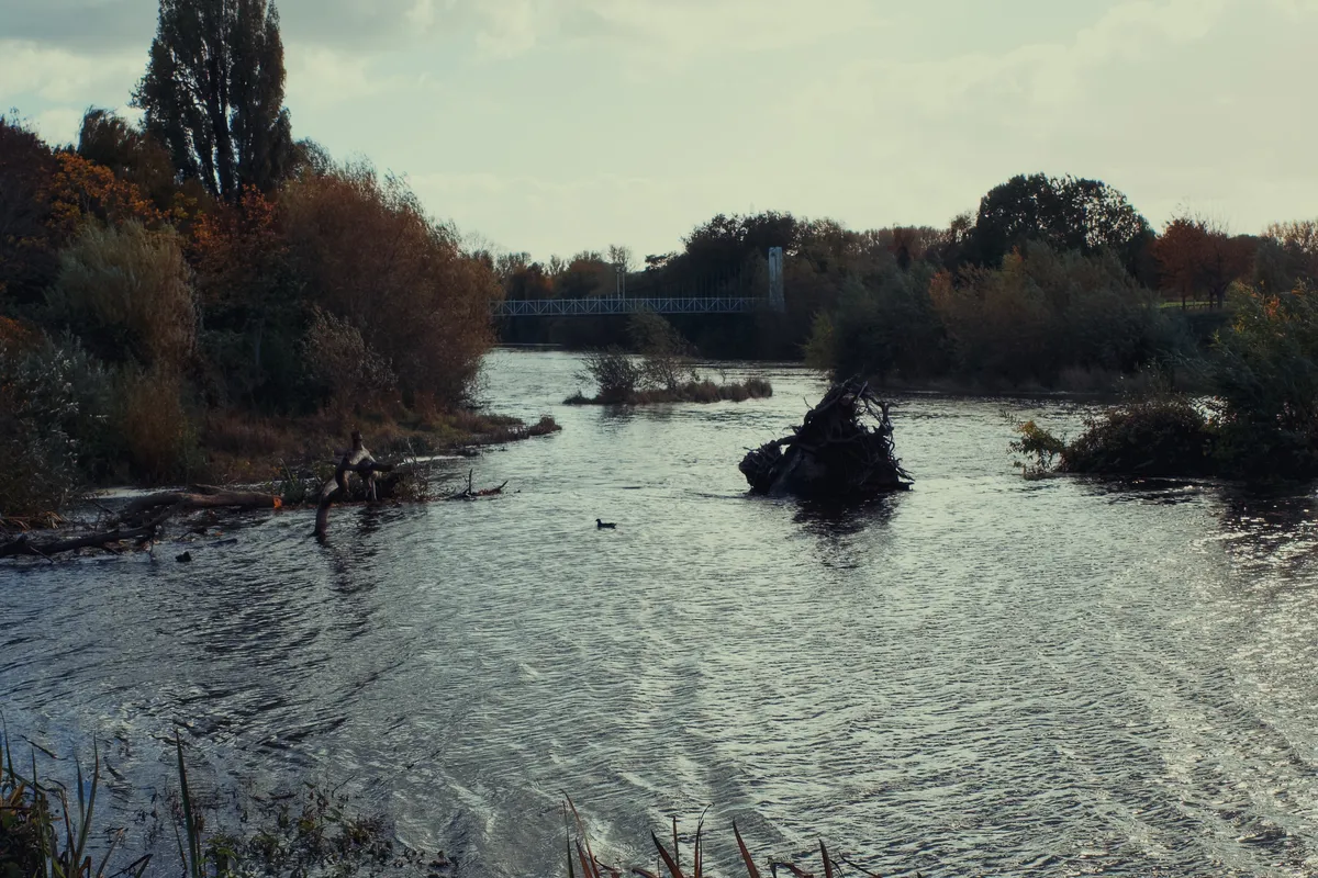 Trews Weir Suspension Bridge over the River Exe