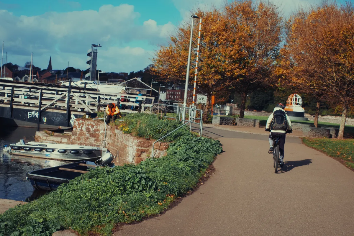 Approaching the Exeter Quay swing bridge
