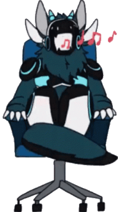 protogen singing on a spinny chair, animated