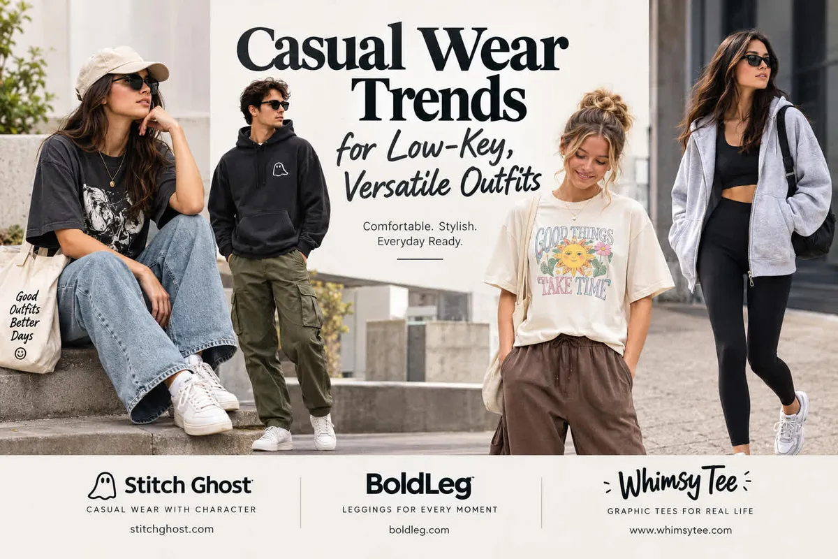 Casual Wear Trends Editorial Banner Explore Casual Wear Trends for Low-Key, Versatile Outfits, from relaxed layers to everyday staples that make getting dressed effortless