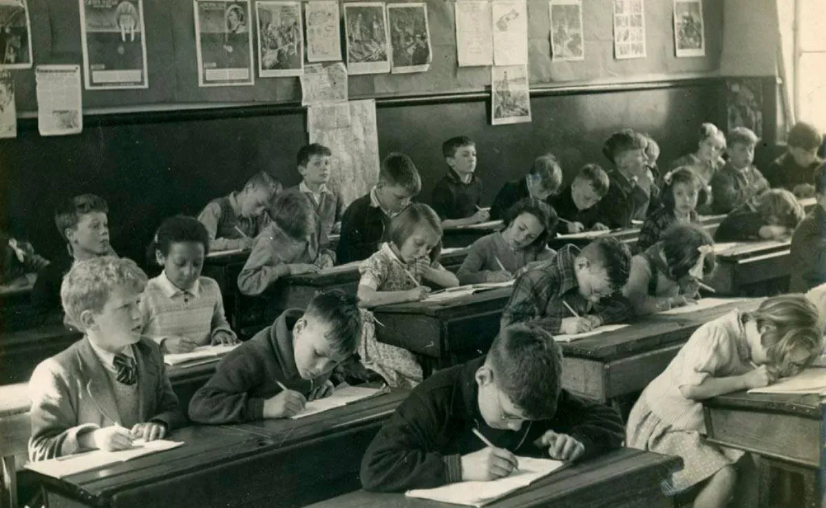 Classroom in Great Britain circa 1950
