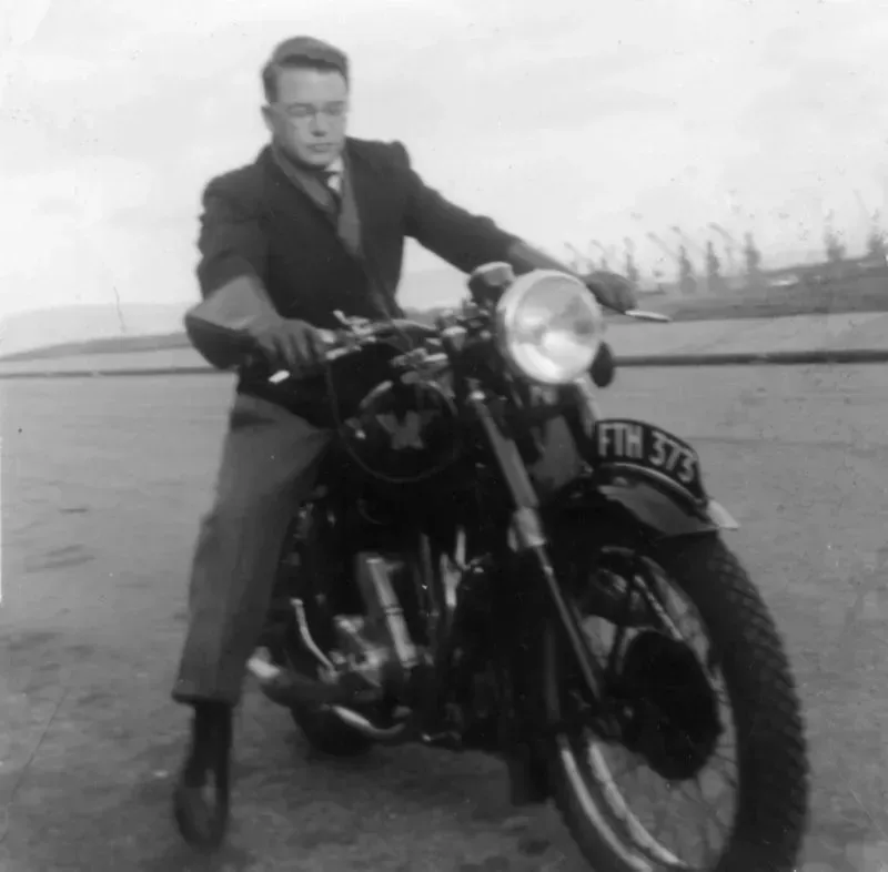Author's uncle on motorbike probably taken in 1955