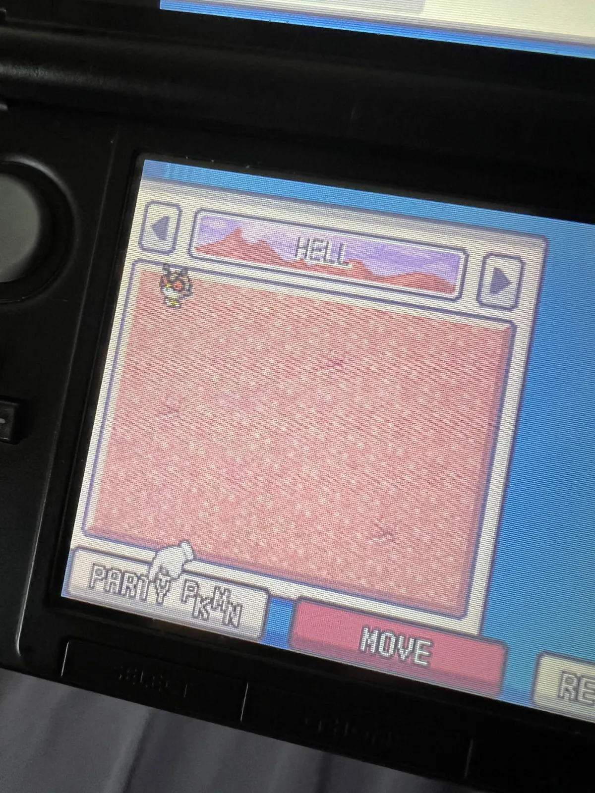 Nintendo 3DS screen showing the aforementioned “Hell” Box with a single Hoothoot deposited into it.