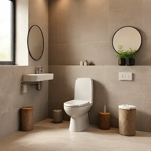 toilet design, earthy, muted colours
