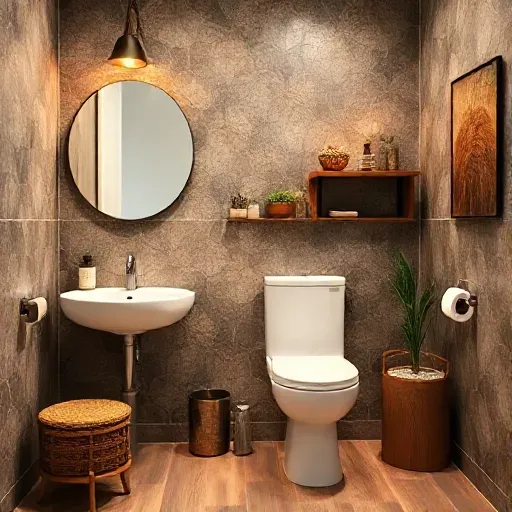 toilet design, eclectic, modern, warm