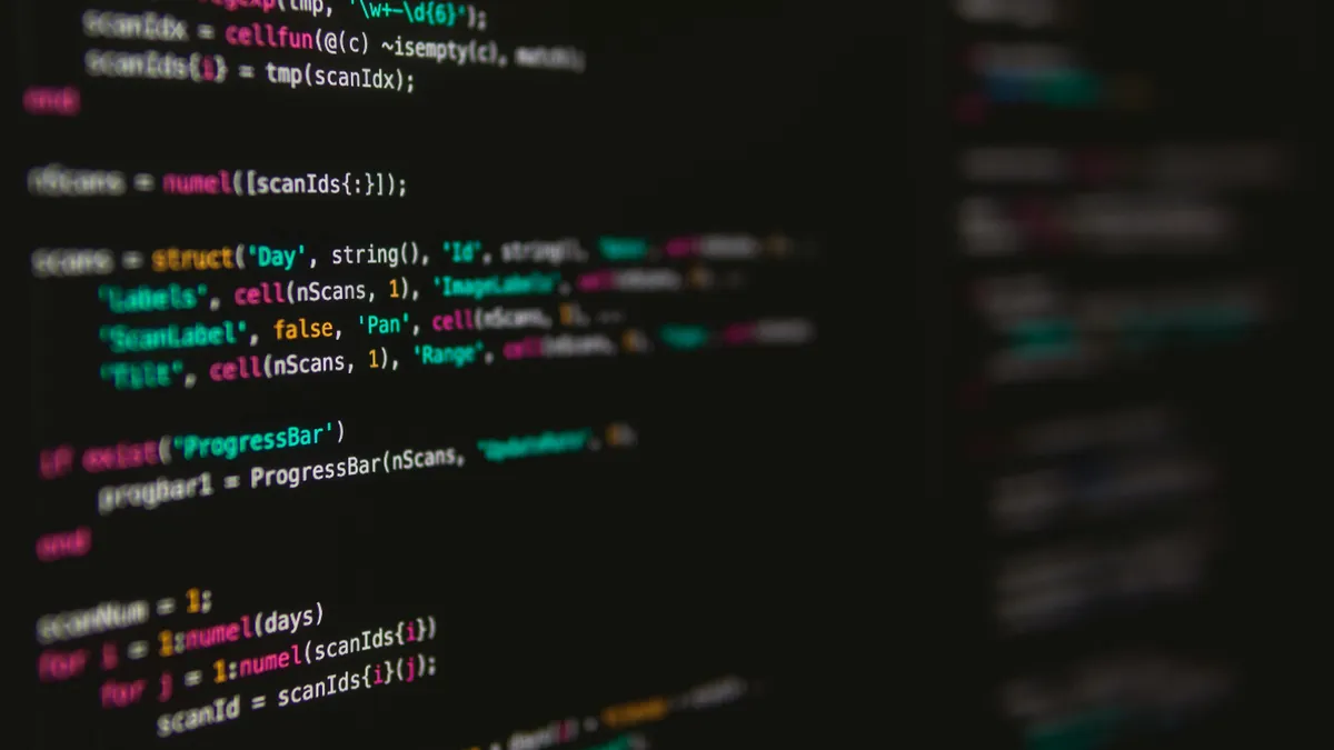 Software code on a computer screen