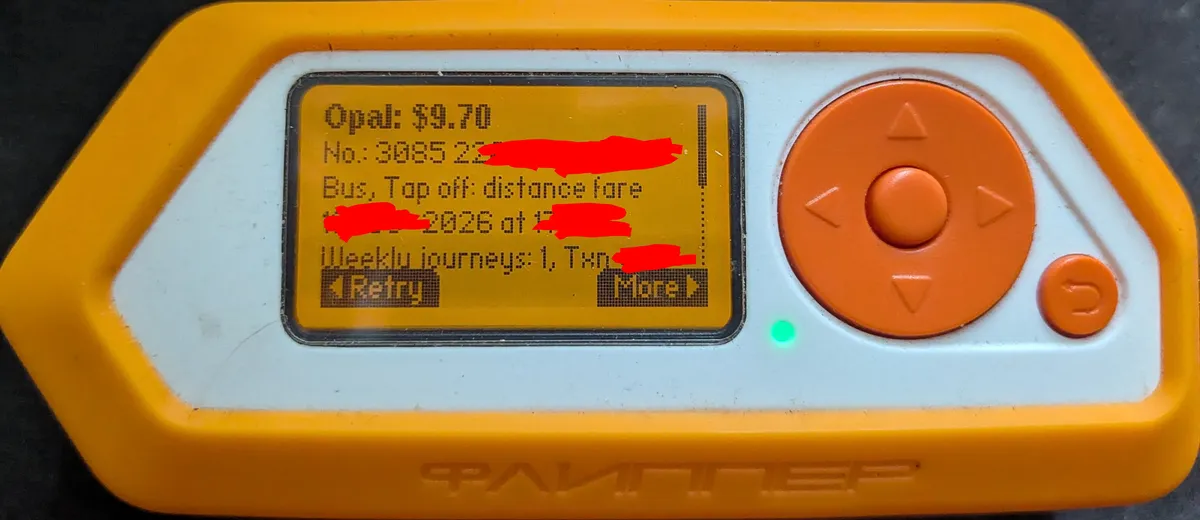Flipper Zero displaying recent Opal activity