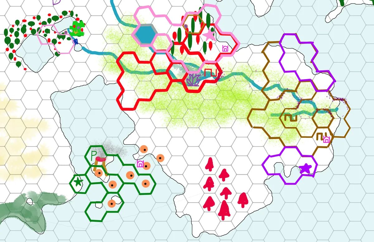Present Age. The peninsula now has extraplanar elves expanding over the territory one controlled by the slime people, while snake-haired sailors colonize the territory that used to be farmed by catfolk.