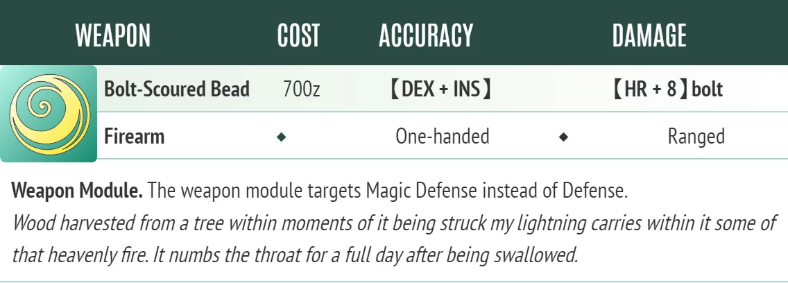A fultimator item card for a Pilot weapon module that is named 