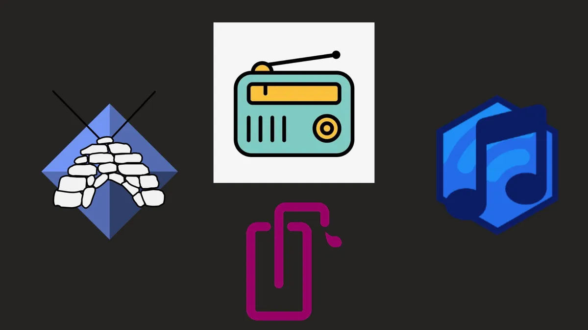 Three logos of icecast, liquidsoap, and azuracast.