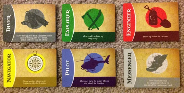Character cards in Forbidden Island