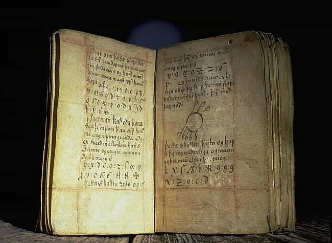 An old book full of magical symbols.