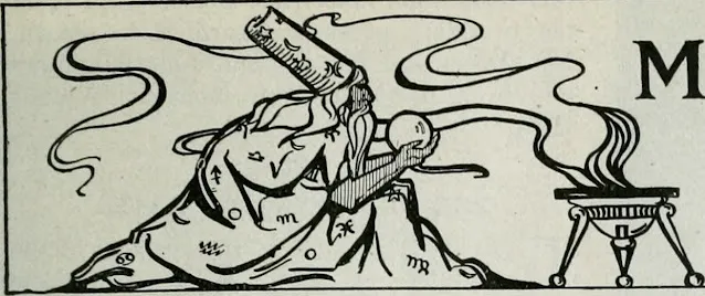A wizard performs a ritual with burning incense and a magic orb.
