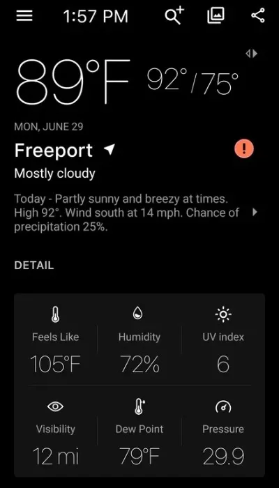Weather Snapshot for Freeport IL June 29 - 1:57pm