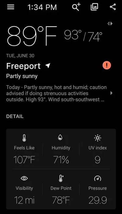 Weather Snapshot for Freeport IL June 30 - 1:34pm Central time